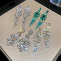 Light Luxury Alloy Zircon Teardrop Tassel Drop Earrings For Women Geometric Long Statement Style view 4