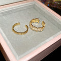 18K Gold Plated Zircon Square Open Ring For Women view 2