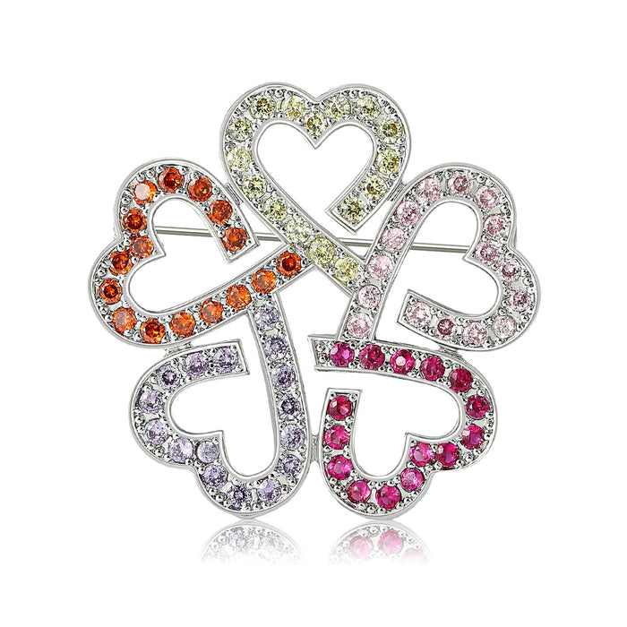 Copper Cubic Zirconia Emblem Brooch Pin For Womens Suits