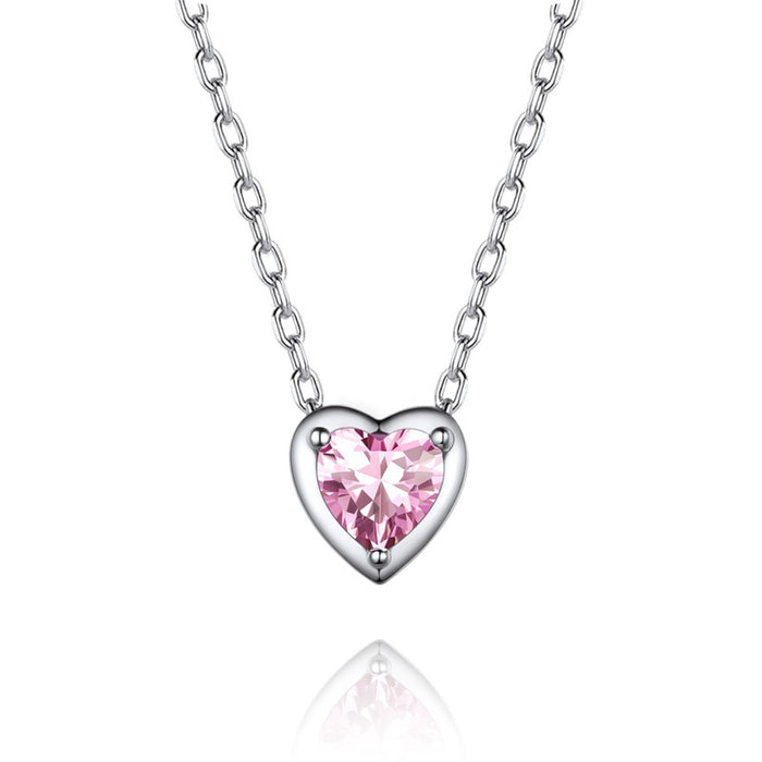 Valentine Heart Pendant Necklace For Women With O Chain, Sweet Daily Fashion Choker Jewelry