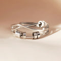 Niche Designer Women's Multi Layer Line Ring With Interlocking Buckle, Trendy Commuter Jewelry view 2