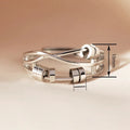 Niche Designer Women's Multi Layer Line Ring With Interlocking Buckle, Trendy Commuter Jewelry view 4
