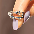Niche Designer Women's Multi Layer Line Ring With Interlocking Buckle, Trendy Commuter Jewelry view 3