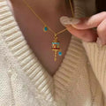 Vintage Ethnic Copper Round Oil Drip Drum Pendant Necklace For Women Light Luxury Collarbone Chain view 4