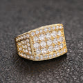 Full Pave Square Geometric Statement Ring For Women, Sparkly Bling Heavy Work Trendy Jewelry view 2