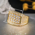 Full Pave Square Geometric Statement Ring For Women, Sparkly Bling Heavy Work Trendy Jewelry view 4