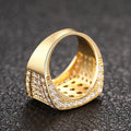 Full Pave Square Geometric Statement Ring For Women, Sparkly Bling Heavy Work Trendy Jewelry view 3