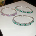 Zircon Round Diamond Heart Open Bracelet For Women view 2