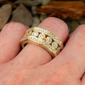 Men's 3D Polygon Geometric Ring With Round Light Luxury Shiny Design, Single Finger Ring view 3