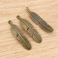 Alloy Feather Pendant Charm For DIY Jewelry Making Necklace Bracelet Accessories 57x13mm 4g view 3