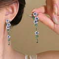 Copper Alloy Butterfly Flower Bud Hollow Drop Earrings For Women, Fresh Light Luxury Ear Hook Design view 3