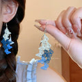 Copper Alloy Butterfly Flower Bud Hollow Drop Earrings For Women, Fresh Light Luxury Ear Hook Design view 2
