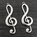 Alloy Musical Instrument Note Pendant Charm 61x22mm 6g For DIY Necklace Bracelet Jewelry view 1