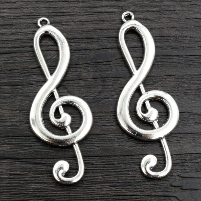 Alloy Musical Instrument Note Pendant Charm 61x22mm 6g For DIY Necklace Bracelet Jewelry