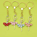 Zinc Alloy Rhinestone Ballet Keychain Bag Charm Gift view 1