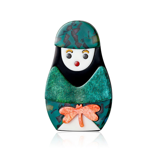 Acrylic Nesting Doll Brooch Pin For Fashion Clothing Decoration