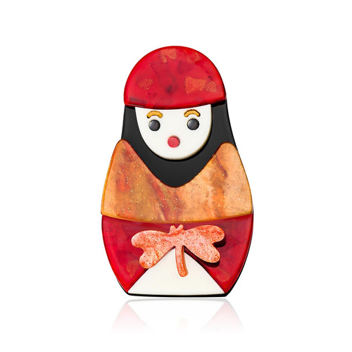 Acrylic Nesting Doll Brooch Pin For Fashion Clothing Decoration