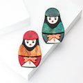 Acrylic Nesting Doll Brooch Pin For Fashion Clothing Decoration view 3