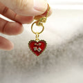 Metal Rhinestone Heart Cherry Keychain Bag Charm Gift view 3