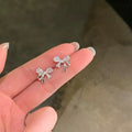 Copper Zircon Bow Stud Earrings For Women, Light Luxury Fashion Niche Design Ear Jewelry view 1
