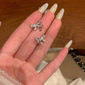 Copper Zircon Bow Stud Earrings For Women, Light Luxury Fashion Niche Design Ear Jewelry view 3
