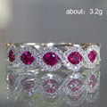 Green Or Magenta Five-Stone Halo Ring In Polished Silver Tone view 5