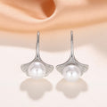 Faux Pearl Ginkgo Leaf Stud Earrings For Women, French Elegant Delicate Fashion Jewelry view 2