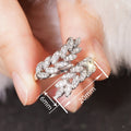 Elegant Wheat Leaf Open Ring, Adjustable Shiny Fashion Jewelry For Women view 4