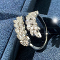 Elegant Wheat Leaf Open Ring, Adjustable Shiny Fashion Jewelry For Women view 3