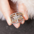 Punk Two Tone Cross Multi Layer Crisscross Ring Fashion Trendy Statement Jewelry view 3