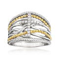 Punk Two Tone Cross Multi Layer Crisscross Ring Fashion Trendy Statement Jewelry view 1