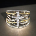 Punk Two Tone Cross Multi Layer Crisscross Ring Fashion Trendy Statement Jewelry view 2