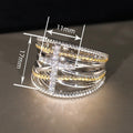 Punk Two Tone Cross Multi Layer Crisscross Ring Fashion Trendy Statement Jewelry view 4