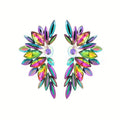 Women's Marquise Geometric Stud Earrings, Feather Wing Dopamine Luxury Fashion Jewelry view 2