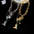 Vintage Western Cowboy Star Alloy Multilayer Choker Necklace With Hat And Boots Charms For Women view 4