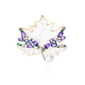 Natural Shell Pearl Maple Leaf Brooch Pin With Zircon Accent view 1