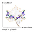 Natural Shell Pearl Maple Leaf Brooch Pin With Zircon Accent view 4