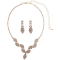 Copper Rhinestone Waterdrop Tassel Necklace And Earrings Jewelry Set, Elegant Luxury Style view 5