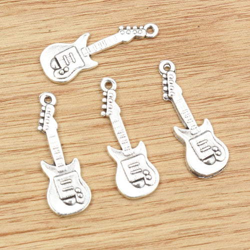 Alloy Musical Guitar Pendant DIY Jewelry Accessory Necklace Bracelet Charm 31x11mm
