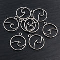 Antique Silver Alloy Wave Pendant For DIY Jewelry Accessories Necklace Bracelet Charms view 3
