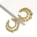 Direct New Double Layer Open Hoop Earrings Bamboo Joint Pastoral Oversized Jewelry view 2