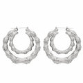 Direct New Double Layer Open Hoop Earrings Bamboo Joint Pastoral Oversized Jewelry view 3