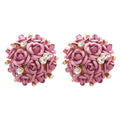Alloy 3D Flower Rhinestone Stud Earrings With Silver Pins Fresh Sweet Light Luxury Style view 5