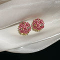 Alloy 3D Flower Rhinestone Stud Earrings With Silver Pins Fresh Sweet Light Luxury Style view 3