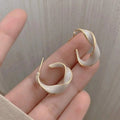 New Metal Gold Trim Stud Earrings For Women With Enamel Oil Painting Craft Elegant Jewelry view 2