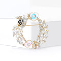Alloy Rhinestone Bee Wheat Wreath Brooch Pin For Suit Dresses view 2