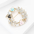 Alloy Rhinestone Bee Wheat Wreath Brooch Pin For Suit Dresses view 3