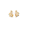 Elegant French Gold Alloy Zircon Floral Stud Earrings Luxury Textured Flower Statement Earrings view 5