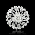 Black Silver Tone Sunflower Crystal Metal Brooch Pin view 4