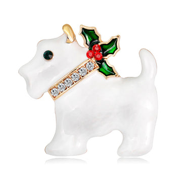 Gold Tone Silver Tone Dog Crystal Enamel Two Designs Metal Brooch Pin